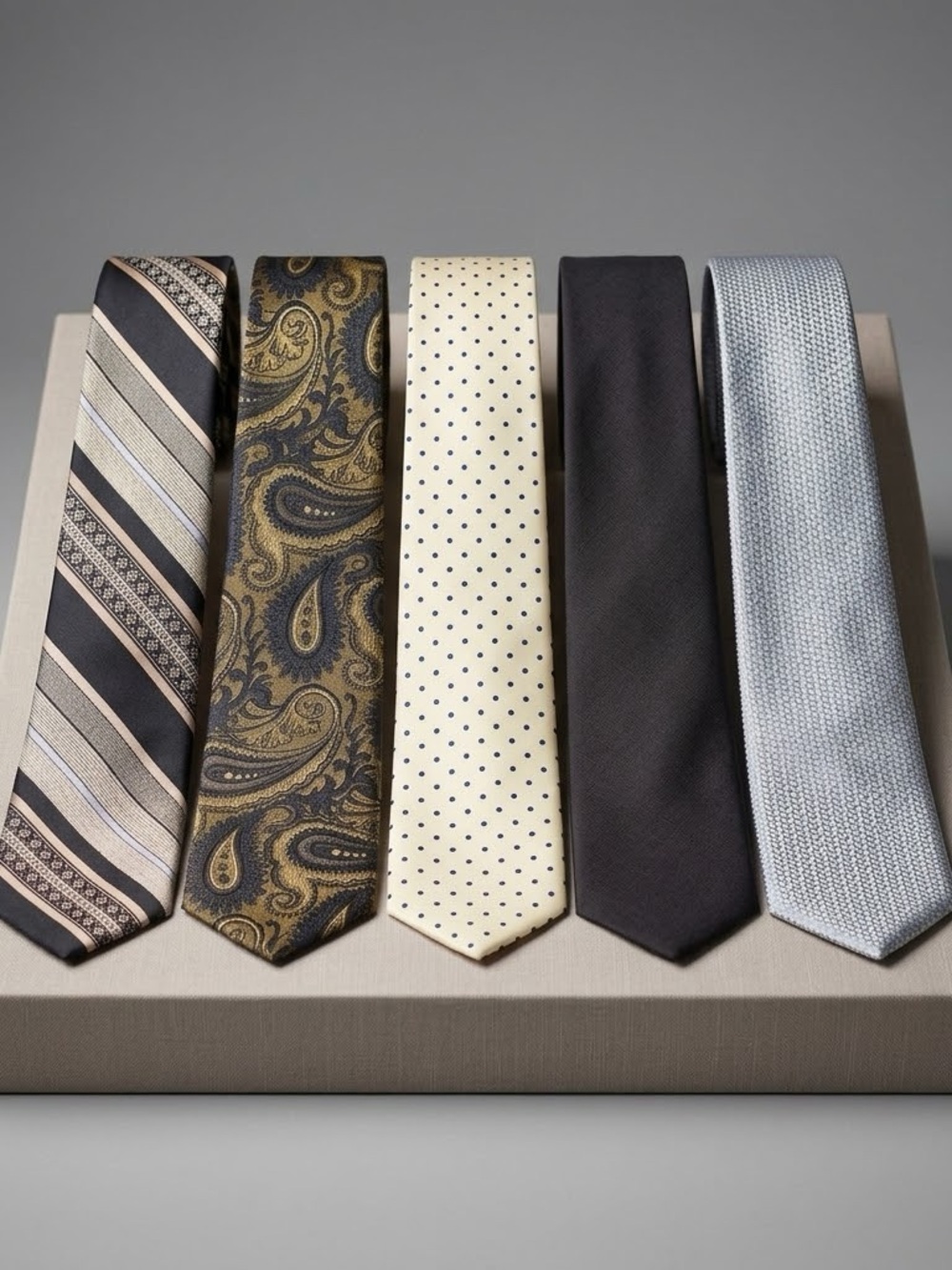 Vintage & Classic Men's Necktie Lot of 5 | Paisley, Polka Dot, Striped & Solid⁠